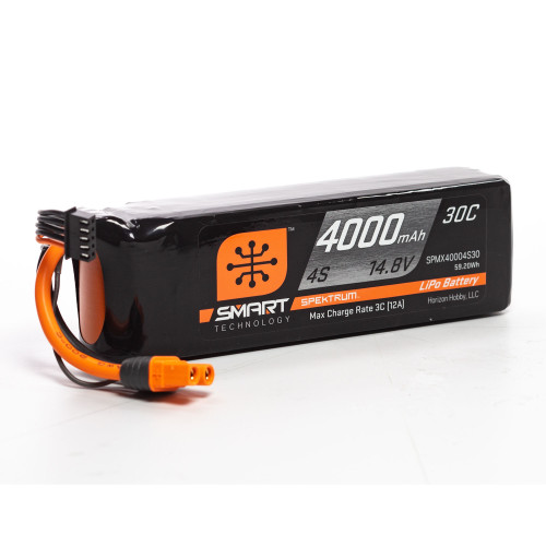 14.8V 4000mAh 4S 30C Smart LiPo Battery: IC3 14.8V 4000mAh 4S 30C Smart LiPo Battery: IC3