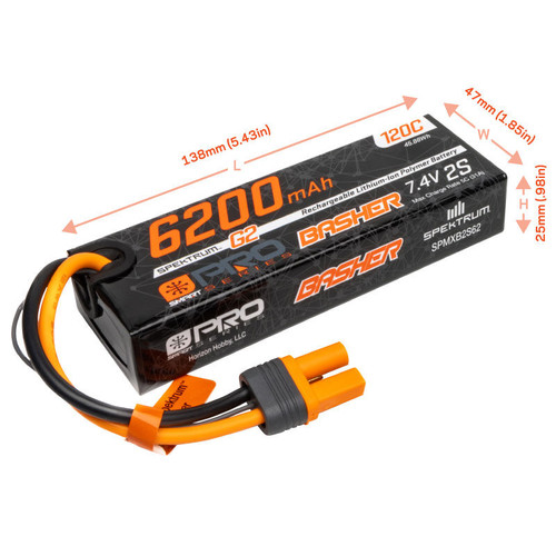 7.4V 6200mAh 2S 120C Smart G2 Pro Basher LiPo Battery: IC5 7.4V 6200mAh 2S 120C Smart G2 Pro Basher LiPo Battery: IC5