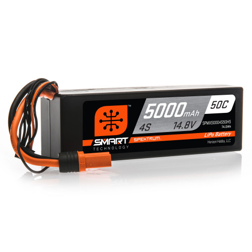 Spektrum 14.8V 5000mAh 4S 50C Smart Hardcase LiPo Battery: IC5 SPMX50004S50H5
