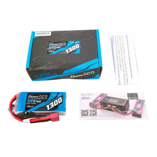 7.4V 1300mAh 2S 25C G-Tech Smart Lipo: Deans