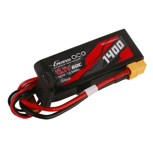 11.1V 1400mAh 3S 60C G-Tech Smart Lipo: XT60 11.1V 1400mAh 3S 60C G-Tech Smart Lipo: XT60