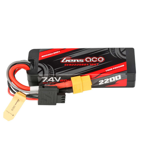 Gens ace 2200mAh 2S 60C 7.4V HardCase G-tech Lipo Battery Pack with XT60 Plug GEA222S60X76GT