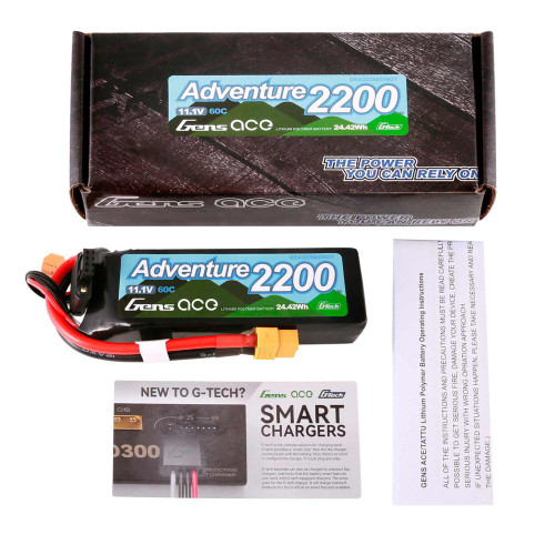 11.1V 2200mAh 3S 60C G-Tech Smart LiPo: XT60