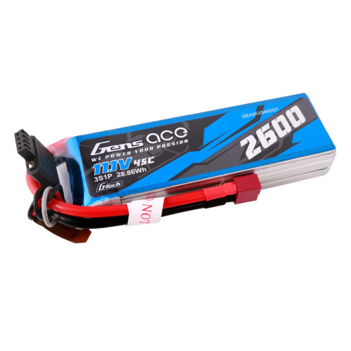 11.1V 2600mAh 3S 45C G-Tech Smart LiPo: Deans 11.1V 2600mAh 3S 45C G-Tech Smart LiPo: Deans
