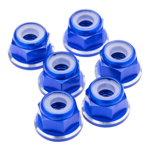 1UP Racing 7075 Aluminum M3 Flanged Locknuts - Dark Blue Shine - 1UP80598