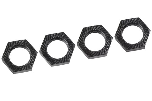 Wheel Nut - Serrated - Aluminum - Black - 4pcs