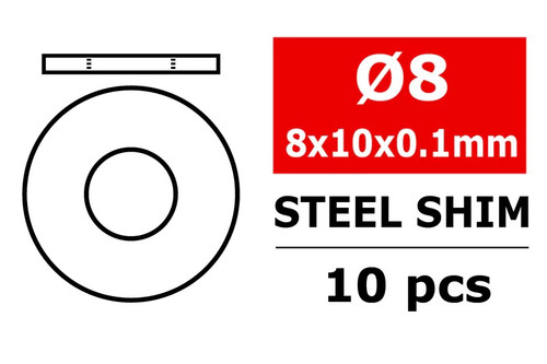 Corally Steel Metric Shim - 8x10x0.1mm - 10pcs COR3301-08-10-01