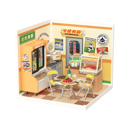 Robotime - Night Out Food Stall, DIY Miniature House