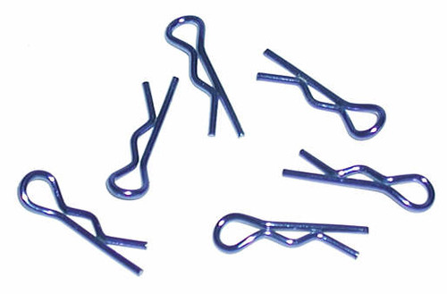 Team Associated - Metallic Blue Body Clips, 6 Short