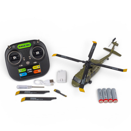 Rage R/C - Hero-Copter BL, 4-Blade RTF Heli; Army