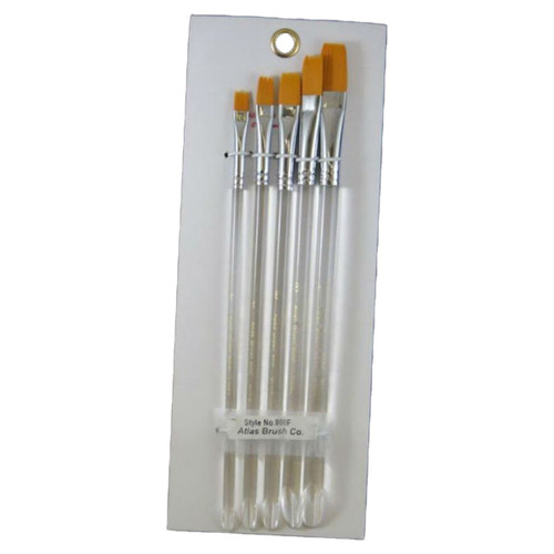 Atlas Brushes Golden Taklon Brushes in 5 Sizes, 10, 8, 6, 4, 2, ABS800F