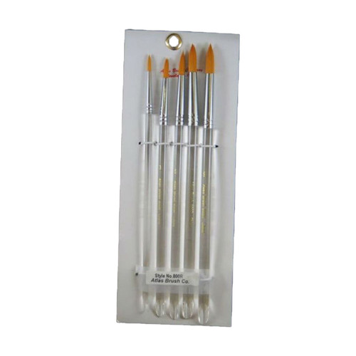 Atlas Brushes Golden Taklon Brush Set in 5 Sizes 9, 7, 5, 3, 1 ABS800R