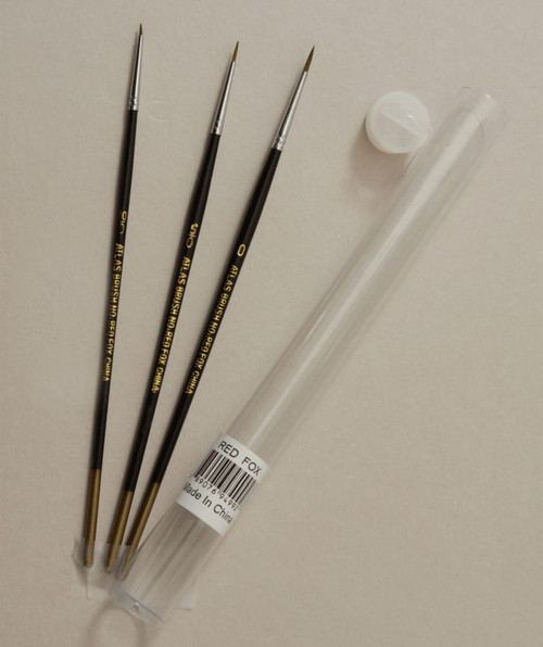 Atlas Brushes Red Sable Detail Brush Set, 3 Sizes ABSREDFOX