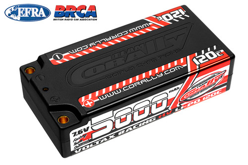 Corally 5000mAh - 7.6v 2S Voltrax Shorty Hardcase Lipo Battery - COR49605