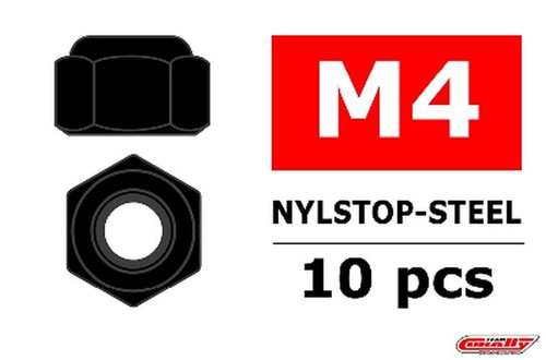 Corally Steel Nylstop Nut M4 - Black Coated - 10pcs COR3101-40-6