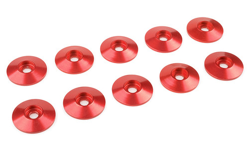 Corally Red Aluminum Washer for M4 Flat Head Screws, OD=10mm, 10 COR3213-40-5