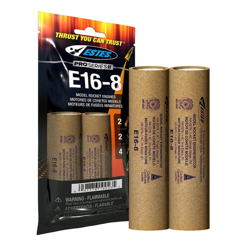 E16-8 29mm Model Rocket Engines, (2pk)
