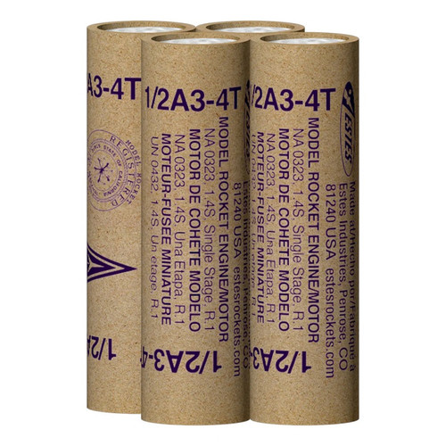 1/2A3-4T Model Rocket Engines, (4pk)