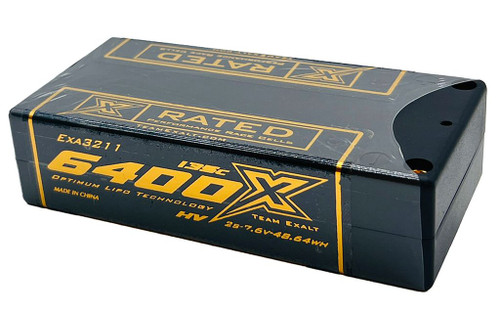 Exalt 2S 7.6V 6400MAH 135C Shorty w/5mm Bullets HVX-Rated LiPo EXA3211