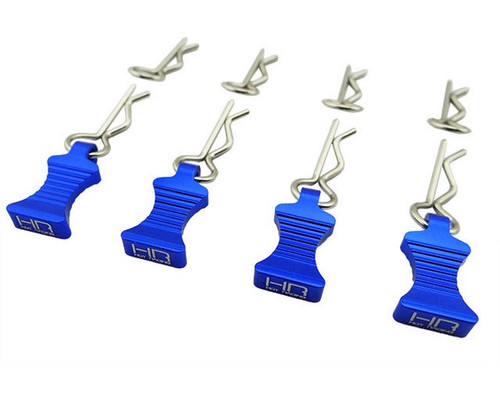 Hot Racing 1/10 Blue Aluminum EZ Pulls (4pcs) and Body Clips (8pcs) HRAAC03EZ06