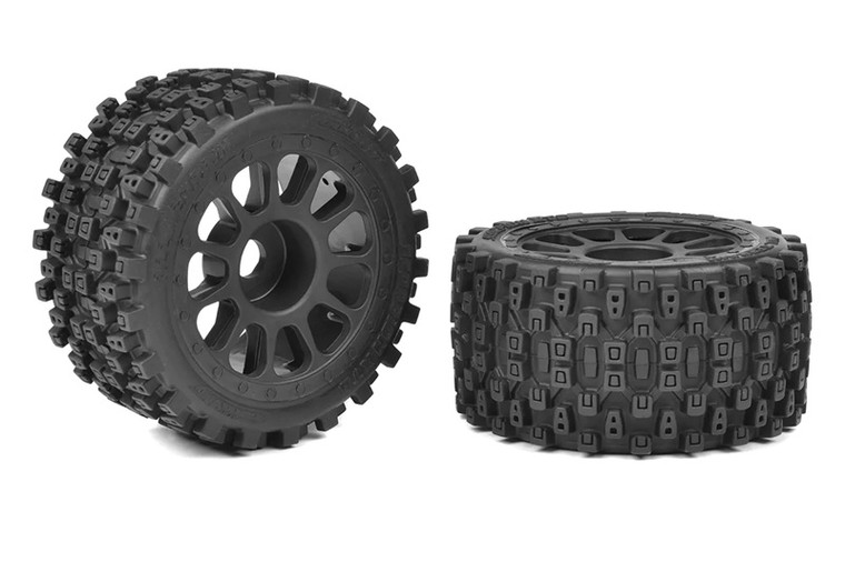 Corally 1-8 Buggy Tires - Scorpion XTB Rear Wide - Glued on Black Rim COR00180-1194