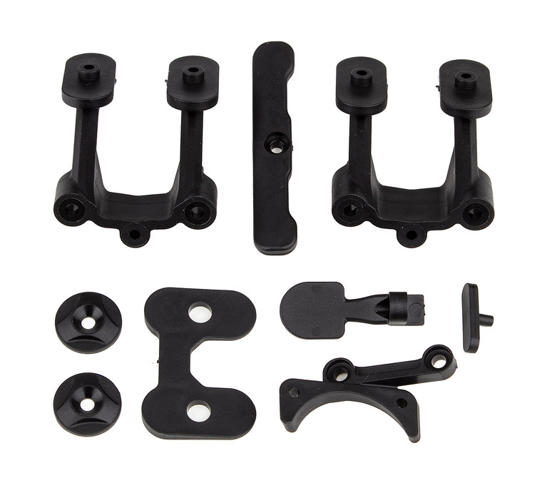 RC10B74.2 Rear Body Mount, Wing Mounts, Bumper, Fan Mount - ASC92312
