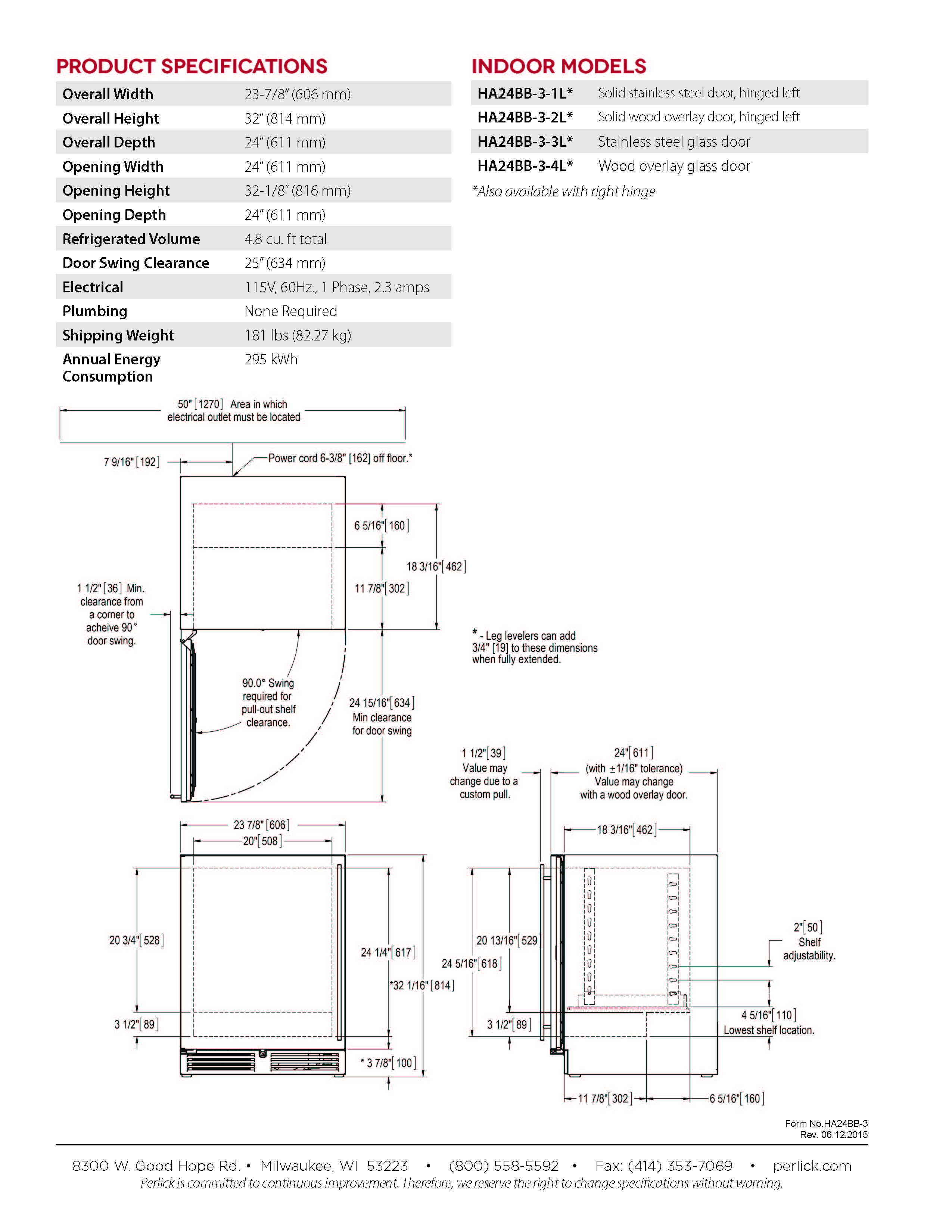 Perlick 24 Inch ADA Compliant Beverage Center (HA24BB31L) Signature