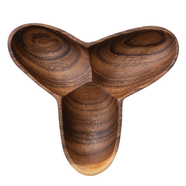 Acacia Wood Tray w/ 3 Sections, Natural-Bloomingville-AH2806