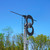 lifestyle image of RV tv antenna ClearStream 2V on top of camper on mast. Mast not included.
