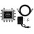 Hero image of the JUICE8-output distribution amplifier, coaxial cable, and power adapter