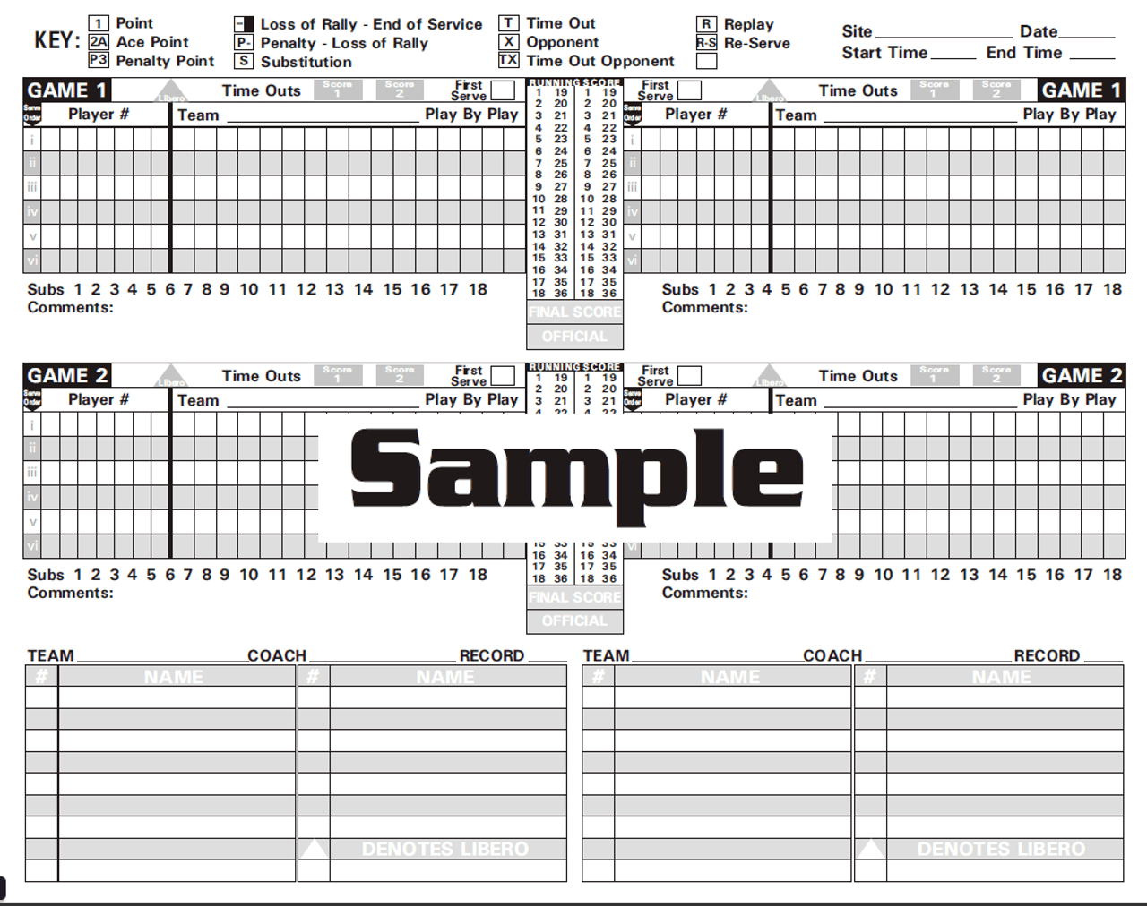 Big Red Volleyball Scorebook - Real Volleyball