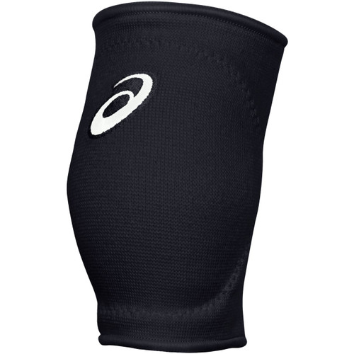 Front view of ASICS Youth Gel-Rally volleyball kneepad in black with gel-foam padding