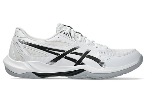 ASICS Men’s GEL-Rocket 12 volleyball shoe in white with black logo – right side profile