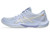 Women’s ASICS Gel-Rocket 12 volleyball shoes in Blue Shade/Champagne, medial side profile