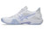 ASICS Women’s Blade FF 2 – angled front view of both shoes in white with champagne logo and lavender sole.