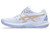 ASICS Women’s Powerbreak FF Volleyball Shoes in Blue Fade and Champagne Gold – side profile left shoe