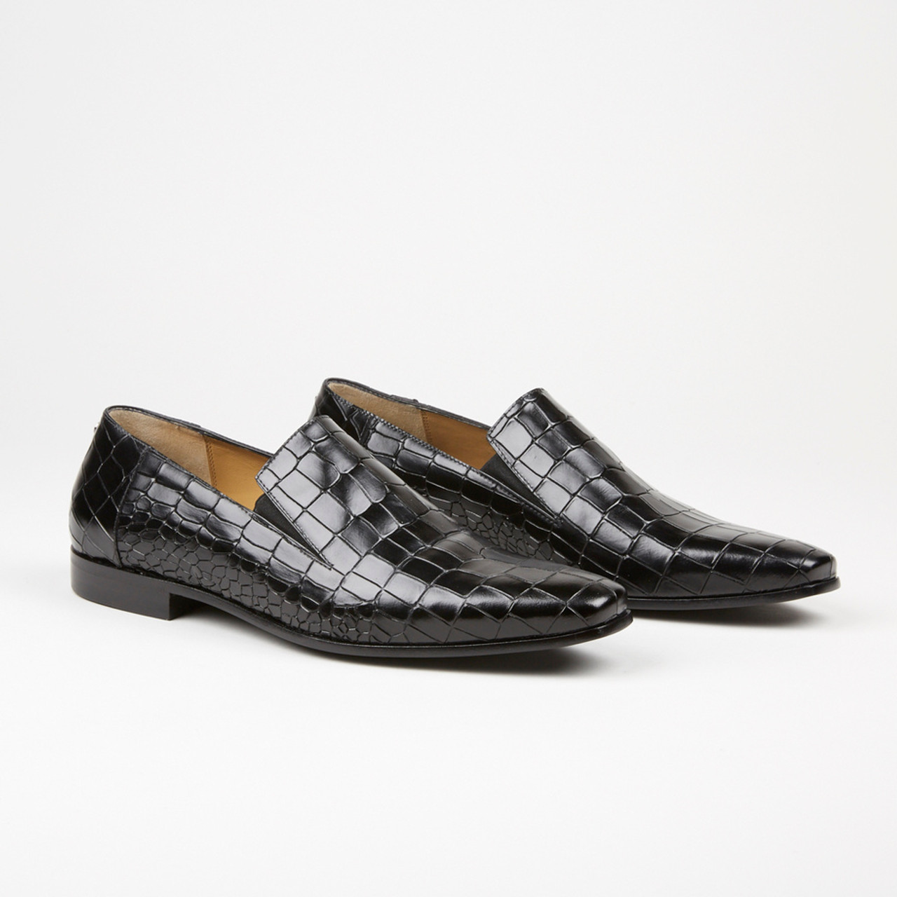 Cesare Paciotti 47465 alligator design loafer Black 