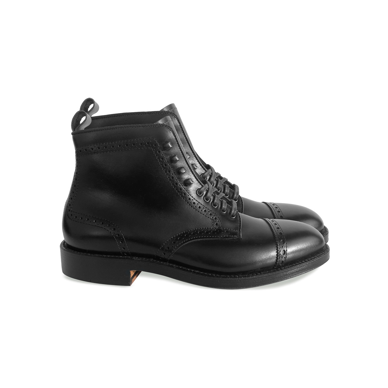 Alden Pelle Line exclusive D7827H 5 Eyelet Perforated cap toe boot- Black