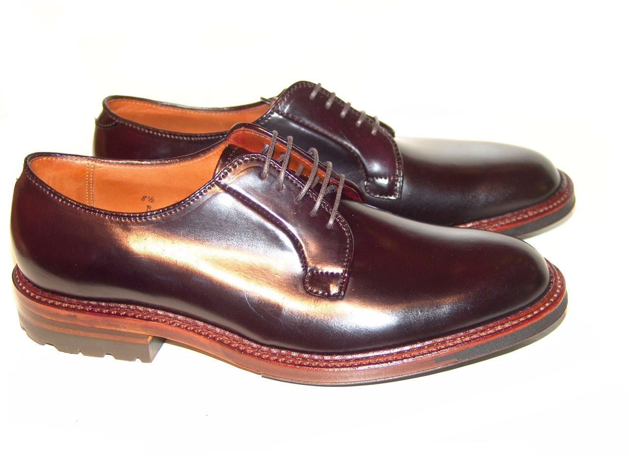 Alden 7406 Shell Cordovan Plain toe Blucher In Dark Burgundy