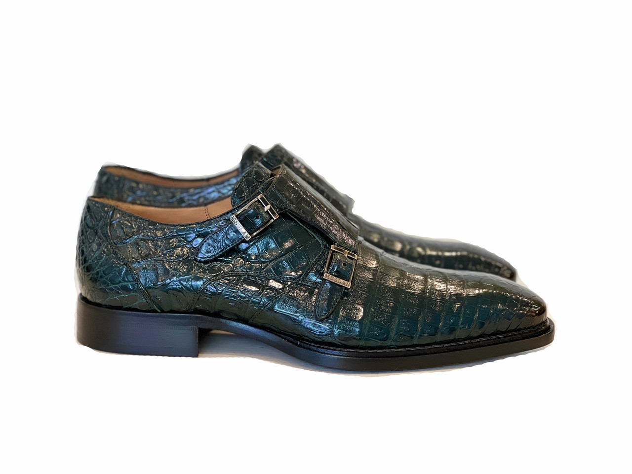 Monk strap shoe Mezlan 4312 genuine navy blue crocodile