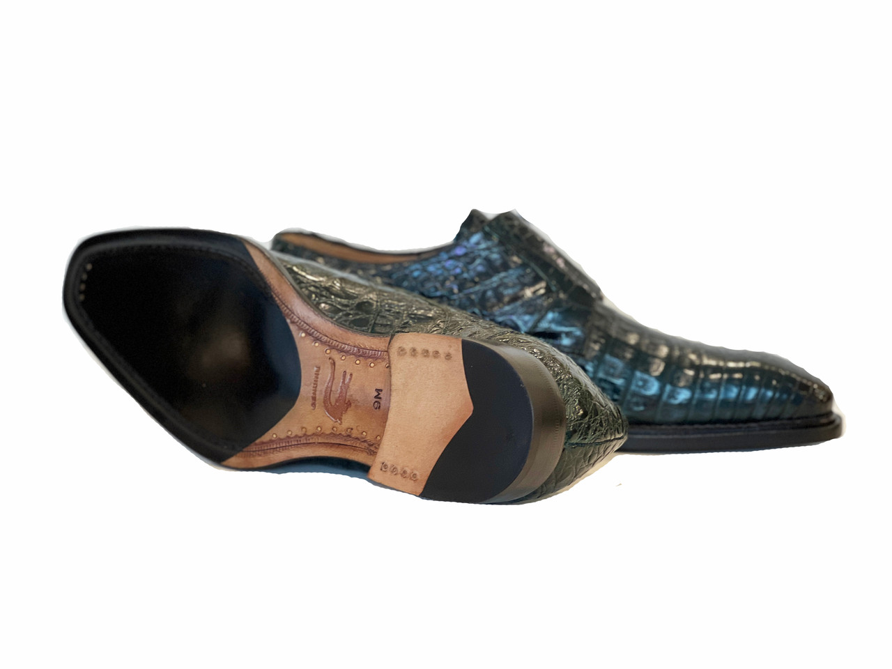 Monk strap shoe Mezlan 4312 genuine navy blue crocodile