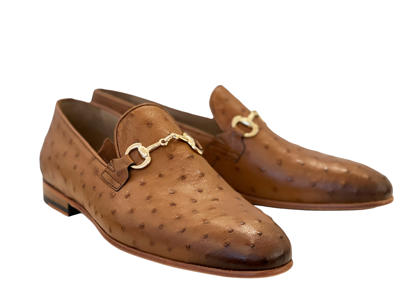 SALVATORE FERRAGAMO Brown Ostrich Leather Loafers Shoes Size 7 US 41 EU 6 UK