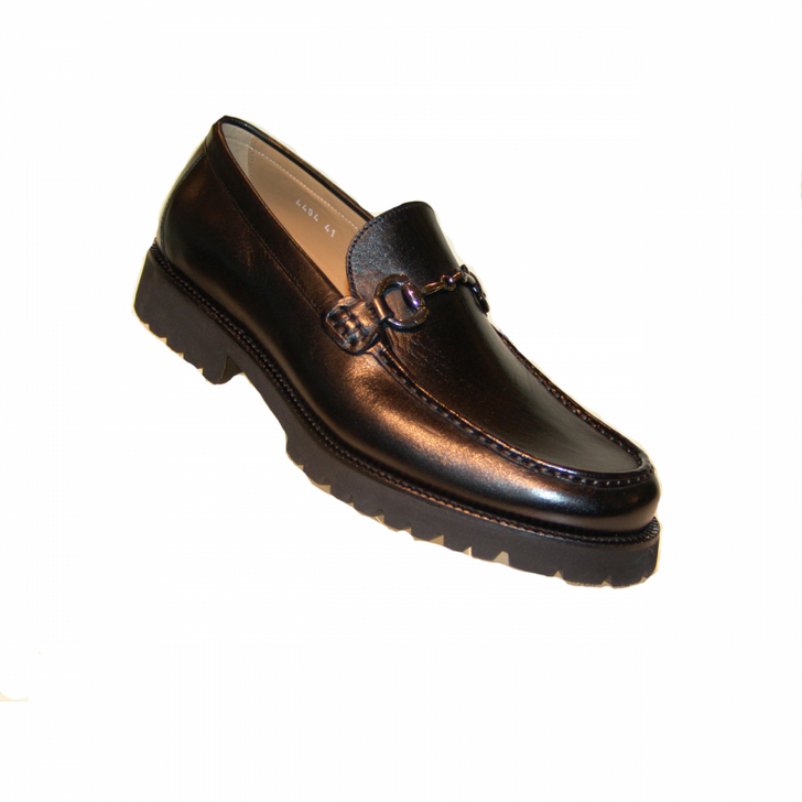 Corrente 4494 Buckle loafer with Lug Sole- Black