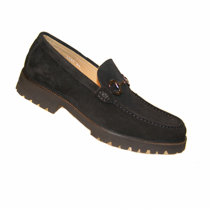 Corrente 4494 Buckle loafer with Lug Sole- Black Suede