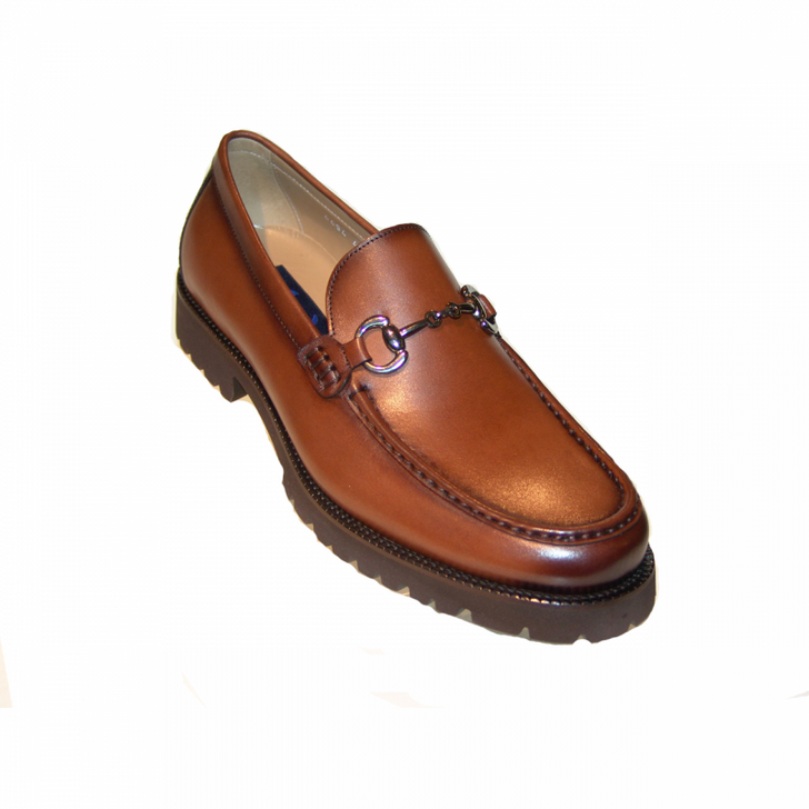 Corrente 4494 Buckle loafer with Lug Sole- Cognac