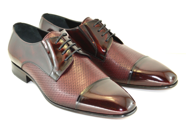 Corrente 4745 Perforated Cap toe Lace up-Burgundy