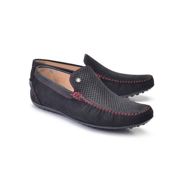 Pelle Line Blaze Perforated Driving shoes-Black/Red