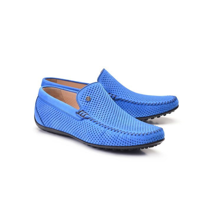 Pelle Line Blaze- Perforated Driving shoes- Bluette