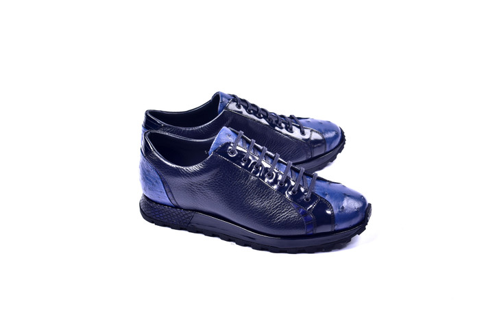Corrente 5581 Ostrich Fashion Sneaker- Navy
