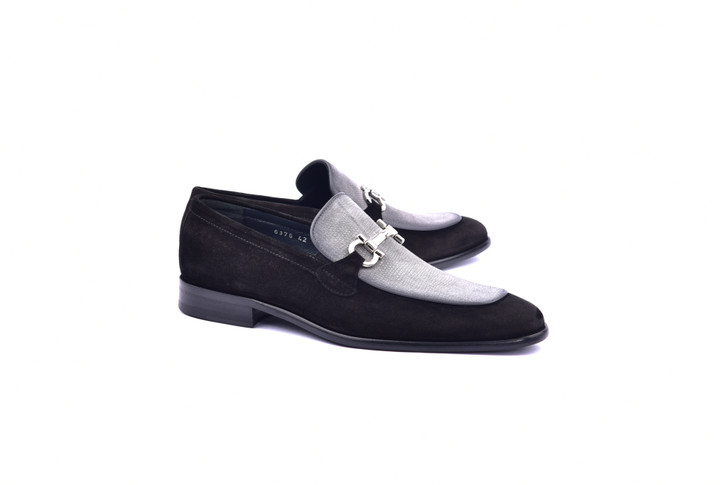 Corrente 6376 - Bit Buckle loafer- Black - Grey